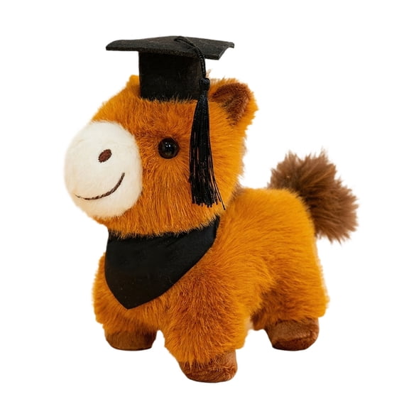 Graduation Horse Plush Stuffed Animals Toys Present Gifts for Graduation Day, Best for Any Grad School 11 Inches (Brown)