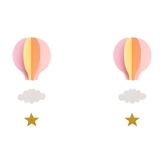 Graduation Hot Air Balloon Garland – 3D Paper Hanging Decoration for Party, Classroom, School Event, Rainbow Balloon with Clouds – 22 Inch Length 2PCS