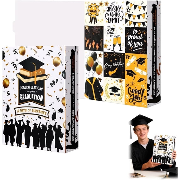 Graduation Keepsake Box, Fillable DIY Storage Container for Diploma, Symbolic Display(Black)