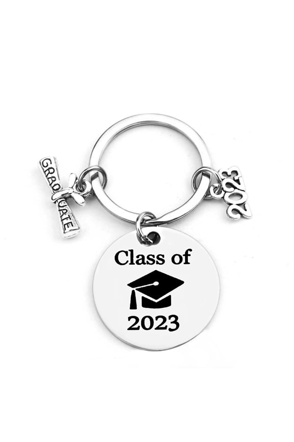 Graduation Keychain 2026 Stainless Steel Circle Key Ring Steel Color College Grad Gift for Students Campus Party Memorial Souvenir