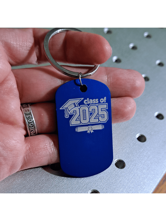 Graduation Keychain Class of 2025 Personalized Gift for Senior, Graduate Keepsake with Custom Message Aluminum & Stainless Steel Charm, Blue/Red/Black