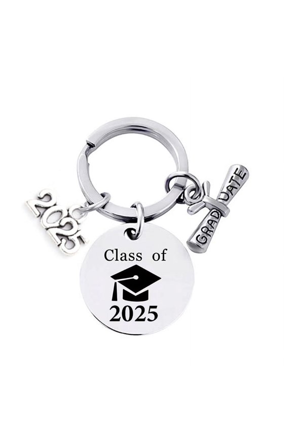 Graduation Keychain Unique Class of 2025 Key Chains Stainless Steel Keyring Funny Grad Student Gifts from Teacher