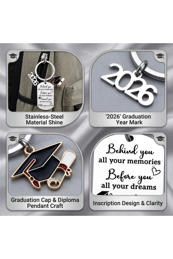 Graduation Keychain Unique Class of 2026 Key Chains Funny Grad Student Gifts from Teacher Stainless Steel Keyring