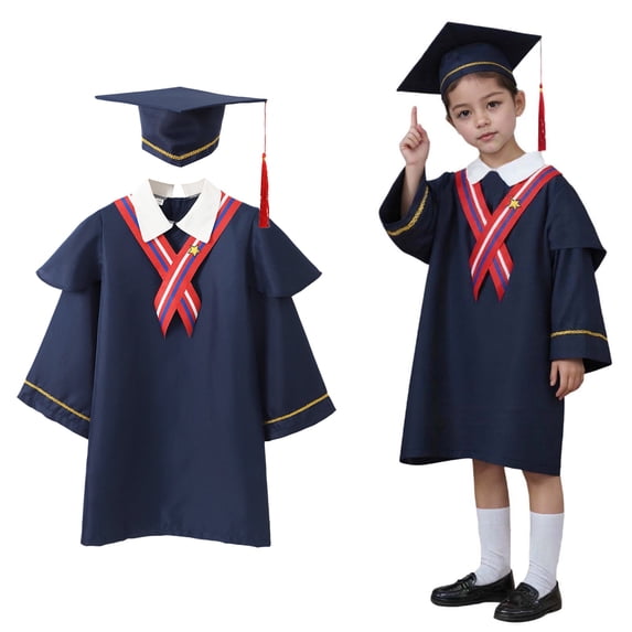 Graduation Kindergarten Cap Gown Set with Tassel Graduation Outfit Graduation Dresses for Kids 4-5 Years