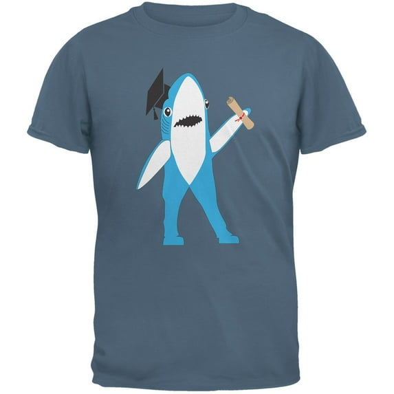 Graduation - Left Shark Proud Graduate Indigo Blue Adult T-Shirt - 2X-Large