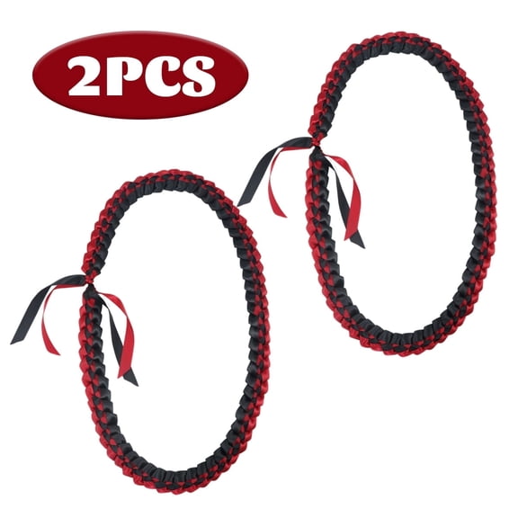 Kabuer Graduation Leis, Braided Honor Ribbon Lei for 2026 Graduation Ceremony, 2 Pack (Black & Red)