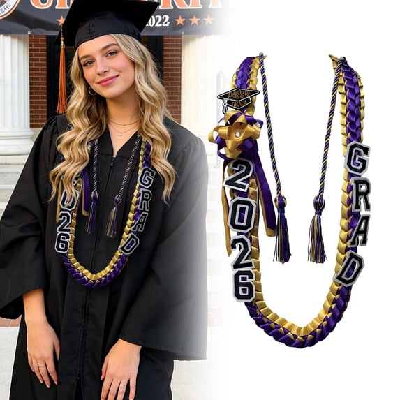 Graduation Leis Class of 2026, Graduation Lei Floral Wreath, Graduation Lei 2026, Double Braided Handmade Graduation Lei for Graduation Accessories Men Women 1Pcs