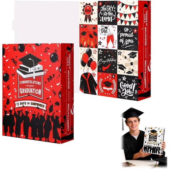 Graduation Memory Box, DIY Keepsake Storage Case for Diploma, Cap, Tassel, Photos & Mementos, Red