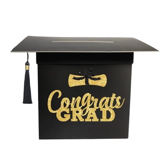 Graduation Memory Box with Wooden Slots & Blank Keepsake Message Cards, Graduation Guest Book Alternative for Commencement Party, Graduation Keepsake Gift for High School College Students
