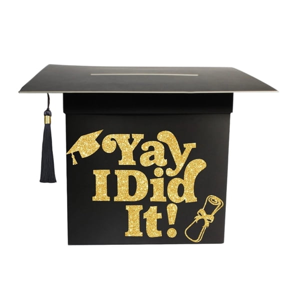 Graduation Memory Box with Wooden Slots & Blank Keepsake Message Cards, Graduation Guest Book Alternative for Commencement Party, Graduation Keepsake Gift for High School College Students