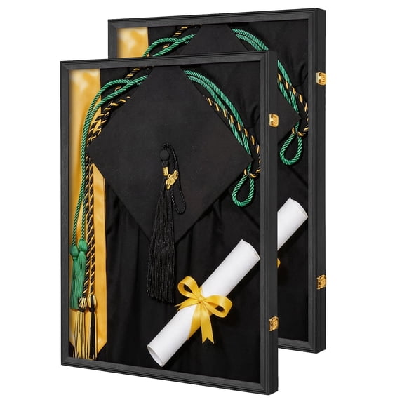 Graduation Memory Display Frame 2-Piece, Large Graduation Shadow Box Frame for Cap, Tassel, Diploma and Gowns, Wall Display for High School College Keepsakes (33.86x26.18x5.51 in)