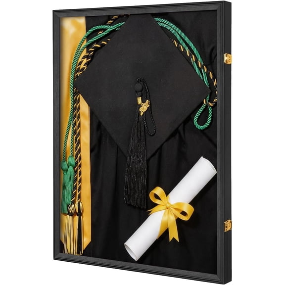 Graduation Memory Display Frame, Large Graduation Shadow Box Frame for Cap Tassel Diploma and Gowns, Wall Display for High School College Keepsakes (23.62x31.50x1.57 in)