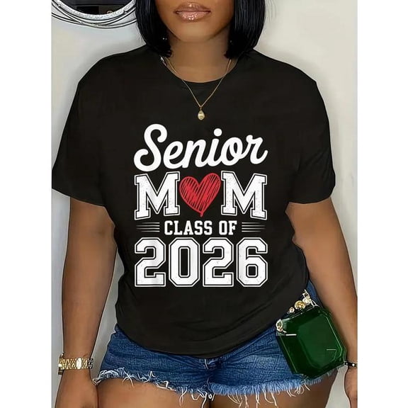 Graduation Mom Graphic Tee T Shirt Top Cotton Senior Class Of Proud Parent Design Short Sleeve Crew Neck Black S-5XL