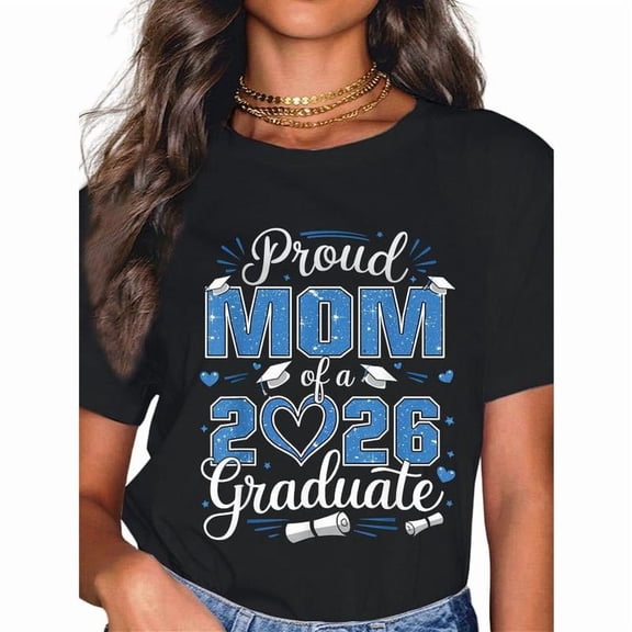 Graduation Mom Graphic Tee T Shirt Top Comfortable Casual Short Sleeve Crew Neck Celebration Black S-5XL