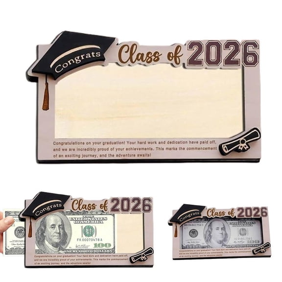 Graduation Money Holder Box 2026 - Wooden Cash Gift Box for Senior College University High School Graduates, Class of 2026 Keepsake Surprise for Son Daughter Friend