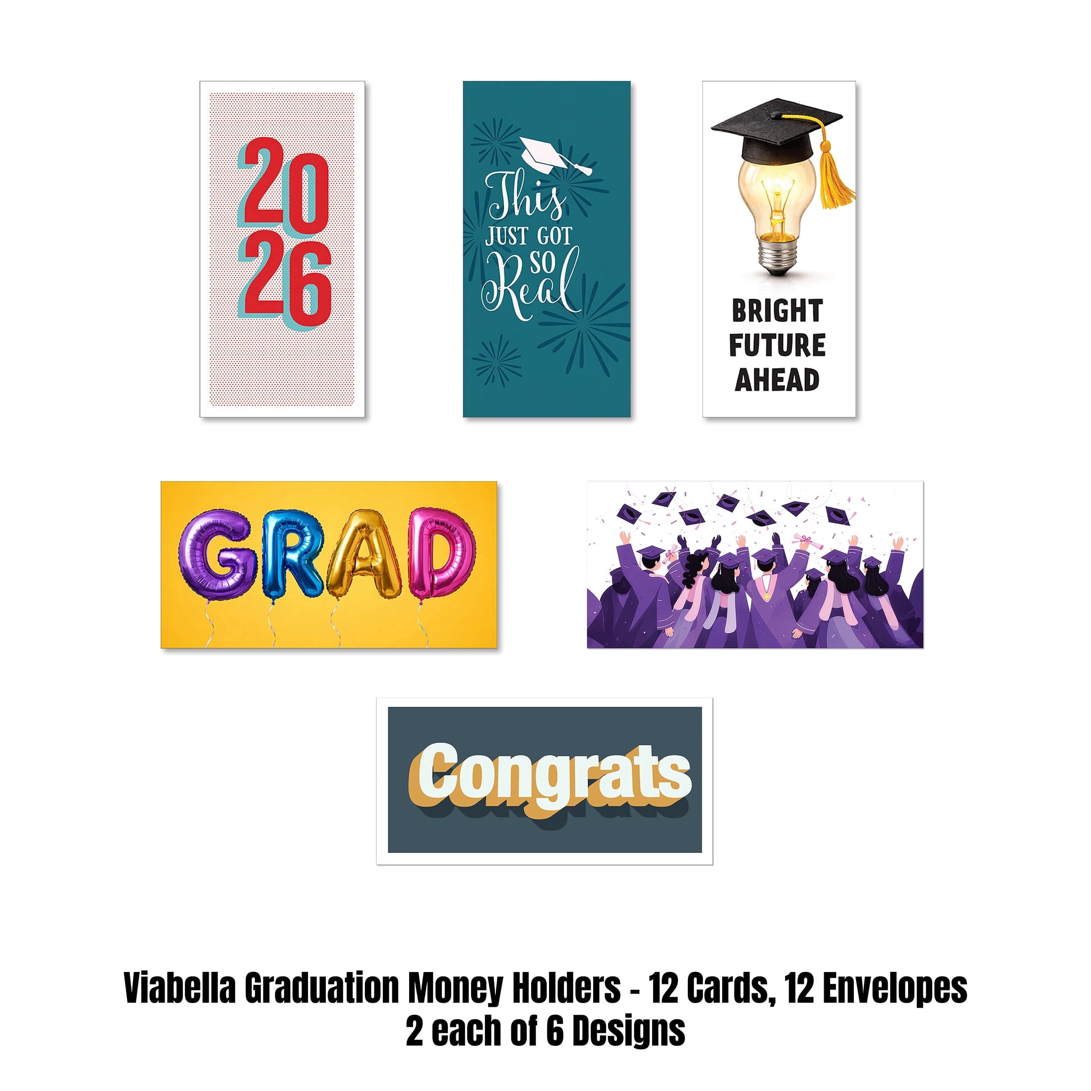 Viabella Money Holder Card Graduation Set 12-Count
