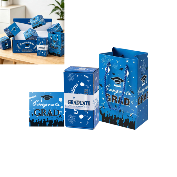 Graduation Money Holder Surprise Box, Explosion Style Pop-Up Gift Box, Creative Party Supplies for High School & College Graduates, 1 Pack. Blue