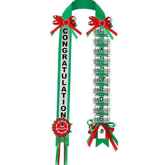 Graduation Money Lei 2026 Class of 2026 Ribbon Cash Gift Garland Handmade Braided Lei with Bill Slot for High School College Graduation Party Decor Gifts and Photo Props,Green