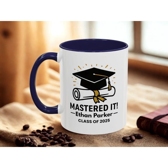 Graduation Mug 2025, Mastered It PerS1onalized Mug, Masters Degree Gift for Her Him, Custom Graduation Coffee Mug, Graduate Gift