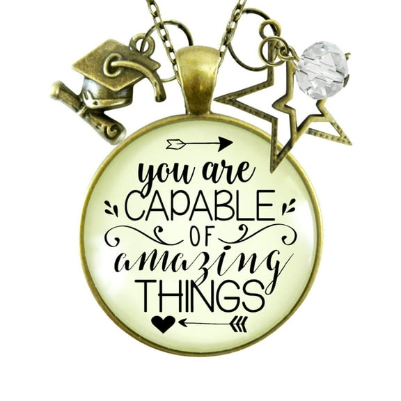 Graduation Necklace You Capable Gutsy Goodness Female Adult Bronze Metal Gift
