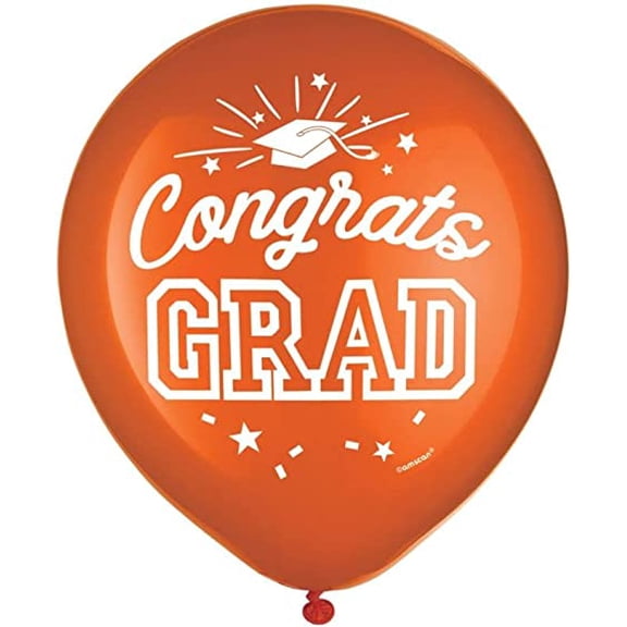 Graduation Orange 12-inch Latex Balloons 15 Per Pack