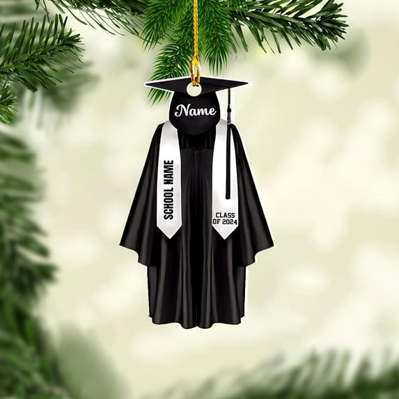 Graduation Ornament, Graduation Ornaments Class of 2023, Graduation Cap and Scroll Xmas Gift, Graduation Christmas Xmas Tree Ornaments, Gifts for Graduate, School Ornaments (DGRA5) - 3324 (Black)