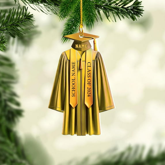 Graduation Ornament, Graduation Ornaments Class of 2023, Graduation Cap and Scroll Xmas Gift, Graduation Christmas Xmas Tree Ornaments, Gifts for Graduate, School Ornaments (DGRA1) - 3323 (Yellow)