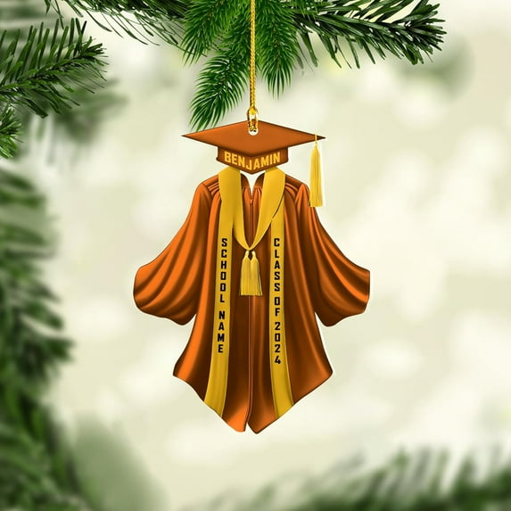 Graduation Ornament, Graduation Ornaments Class of 2023, Graduation Cap and Scroll Xmas Gift, Graduation Christmas Xmas Tree Ornaments, Gifts for Graduate, School Ornaments (Gra1) - 3298 (Orange)
