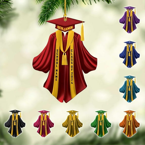 Graduation Ornament, Graduation Ornaments Class of 2023, Graduation Cap and Scroll Xmas Gift, Graduation Christmas Xmas Tree Ornaments, Gifts for Graduate, School Ornaments (Gra1) - 3298 (Red)