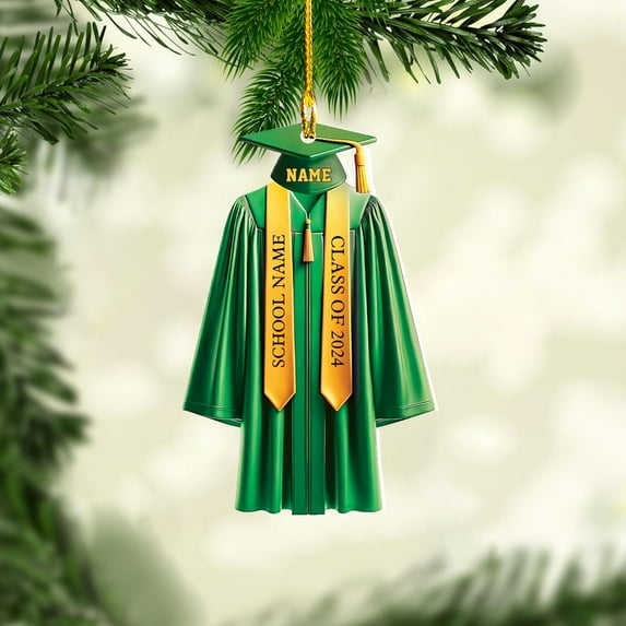 Graduation Ornament, Graduation Ornaments Class of 2023, Graduation Cap and Scroll Xmas Gift, Graduation Christmas Xmas Tree Ornaments, Gifts for Graduate, School Ornaments (DGRA1) - 3323 (Green)