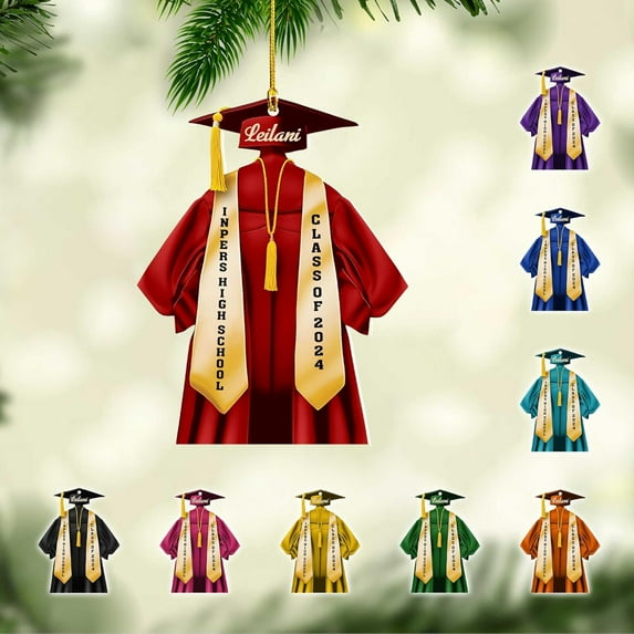 Graduation Ornament, Graduation Ornaments Class of 2025, Graduation Cap and Scroll Xmas Gift, Graduation Christmas Xmas Tree Ornaments, Gifts for Graduate, School Ornaments (Gra4) - 3293 (Red)