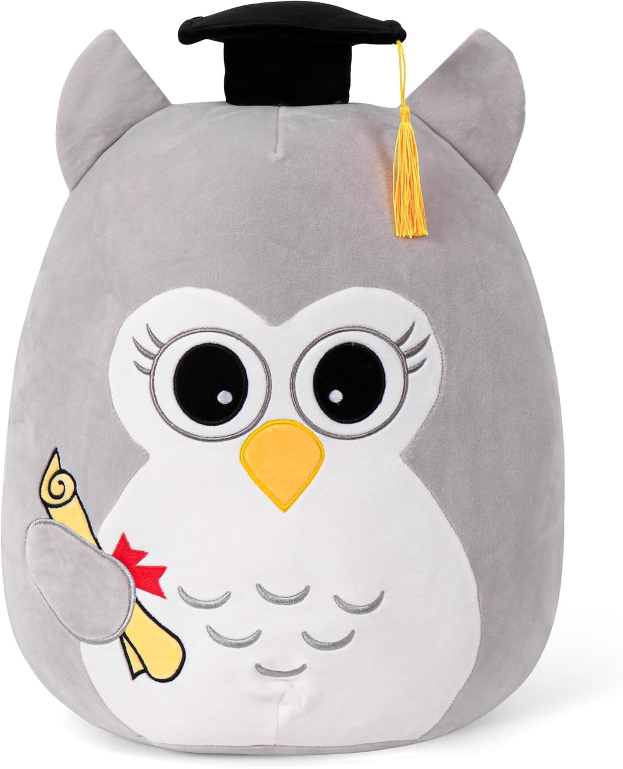 Graduation Owl Plush 18in - Grey Owl Stuffed Animal with Cap for Class of 2026 - Wisdom Graduation Gift for Kindergarten, Elementary & High School (Grey Owl)