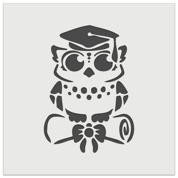 Graduation Owl with Cap and Diploma School College DIY Cookie Wall Craft Stencil - 5.5 Inch