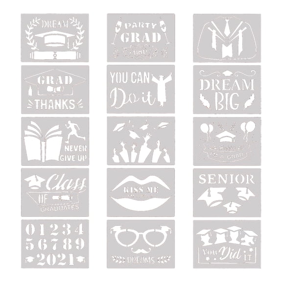 Graduation Painting Template Set Hollow PET Paper Crafts Handmade Art Gift