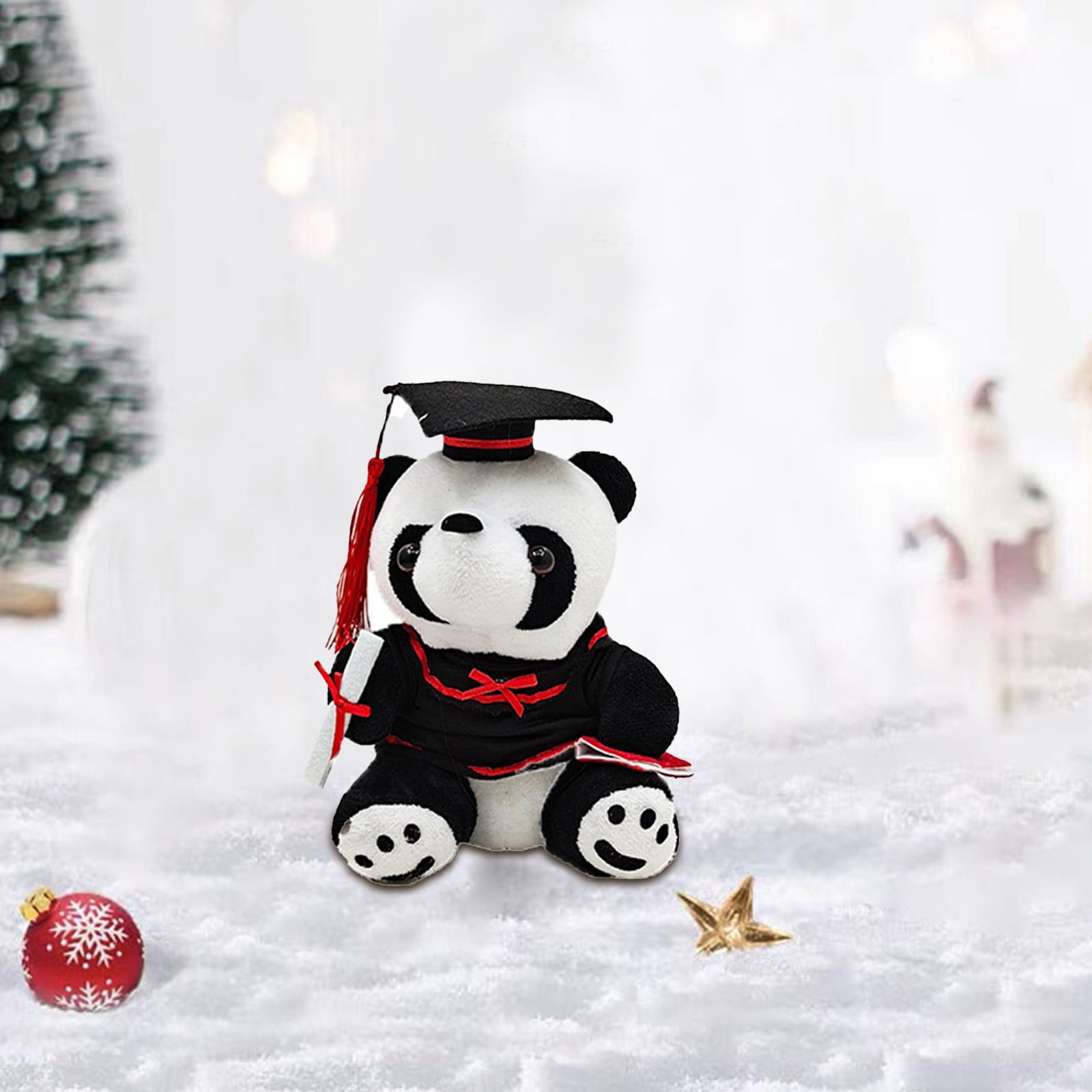 Graduation Panda Plush Dwarf Doll, Handmade 2025 Panda Decoration for ...