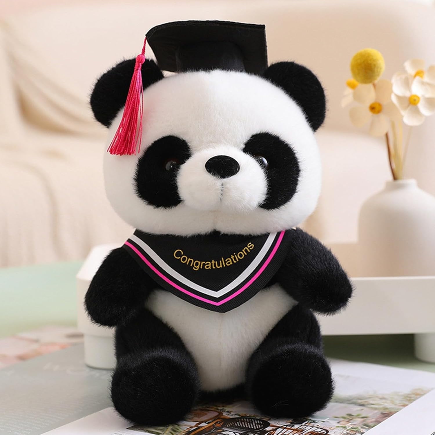 Graduation Panda Shaped Throw Pillows, 2025 with Black Cap, Pillow ...