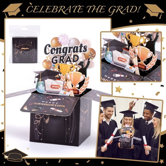 Graduation Party 3D Greeting Card, Handmade Hollow Carved Box, Teacher And Classmate Gift, DIY Craft For School Event, 1 Piece