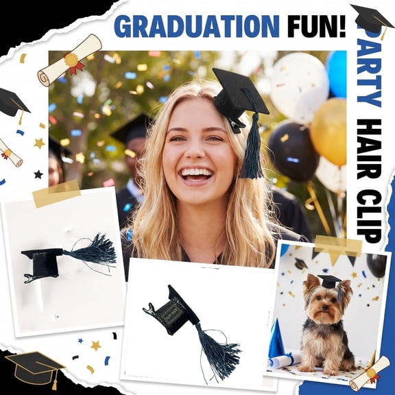 Graduation Party Accessory, 2026 Graduation Decorations, Grad Cap Decorations, 2026 Tassel Graduation, 2X2 Inch Mini Grad Hat Clip, Goofy Photo Booth Supply for 2026 Grad