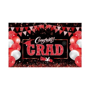 Graduation Party Banner Decorations for Class of 2026, Red and Black 70.8 x 43 Inch Large Congratulations Backdrop for Graduate Celebration Wall Hanging Ornaments and Photo Background Supplies