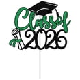 thumbnail image 1 of Graduation Party Cake Decorations, Class Of 2026 Cake Toppers, Green Cake Insert Cards, 1 of 5