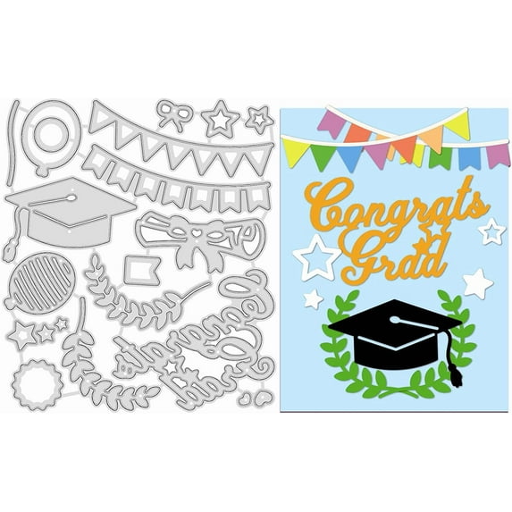 Graduation Party Cutting Dies Bachelor Cap Die Cuts for DIY Scrapbooking Festival Greeting Cards Making Paper Cutting Album Envelope Decoration 3.94 x 4.53 Inch