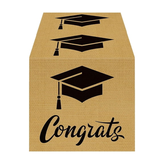 Graduation Party Decorations 2026 Grad Black Gold Glitter Disposable Plastic Table Runner for Graduation Party Dessert Buffet Table Centerpiece Decor