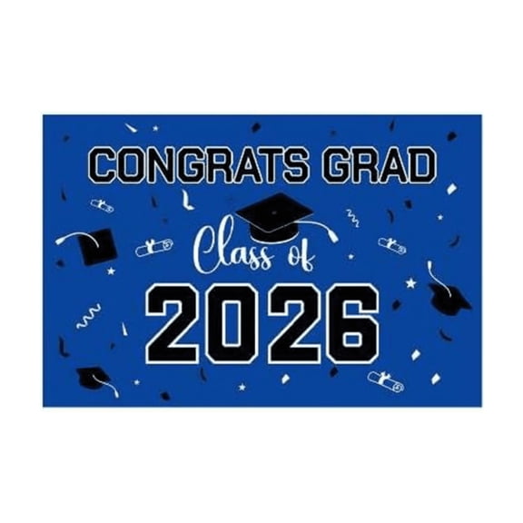 Graduation Party Decorations 2026 Plastic Backdrop Congrats Grad Banner in Blue, Large Class of 2026 Decorations, Photography & Grad Party Supplies,2026 Graduation Banner A 100*150*1cm