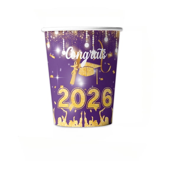 Graduation Party Decorations 2026, Purple & Gold Grad Party Supplies, All-in-One Tableware & Decor Kit for Graduation Celebrations (C)