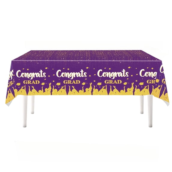 Graduation Party Decorations 2026, Purple & Gold Grad Party Supplies, Tablecloth Decor for Graduation Celebrations (E)