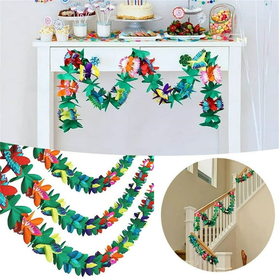 Graduation Party Decorations 3 Pack Tropical Paper Garland 10ft Multicolored Tissue Flower Banner For Luau Summer Bar Decor Home Room Bedroom Favors Green