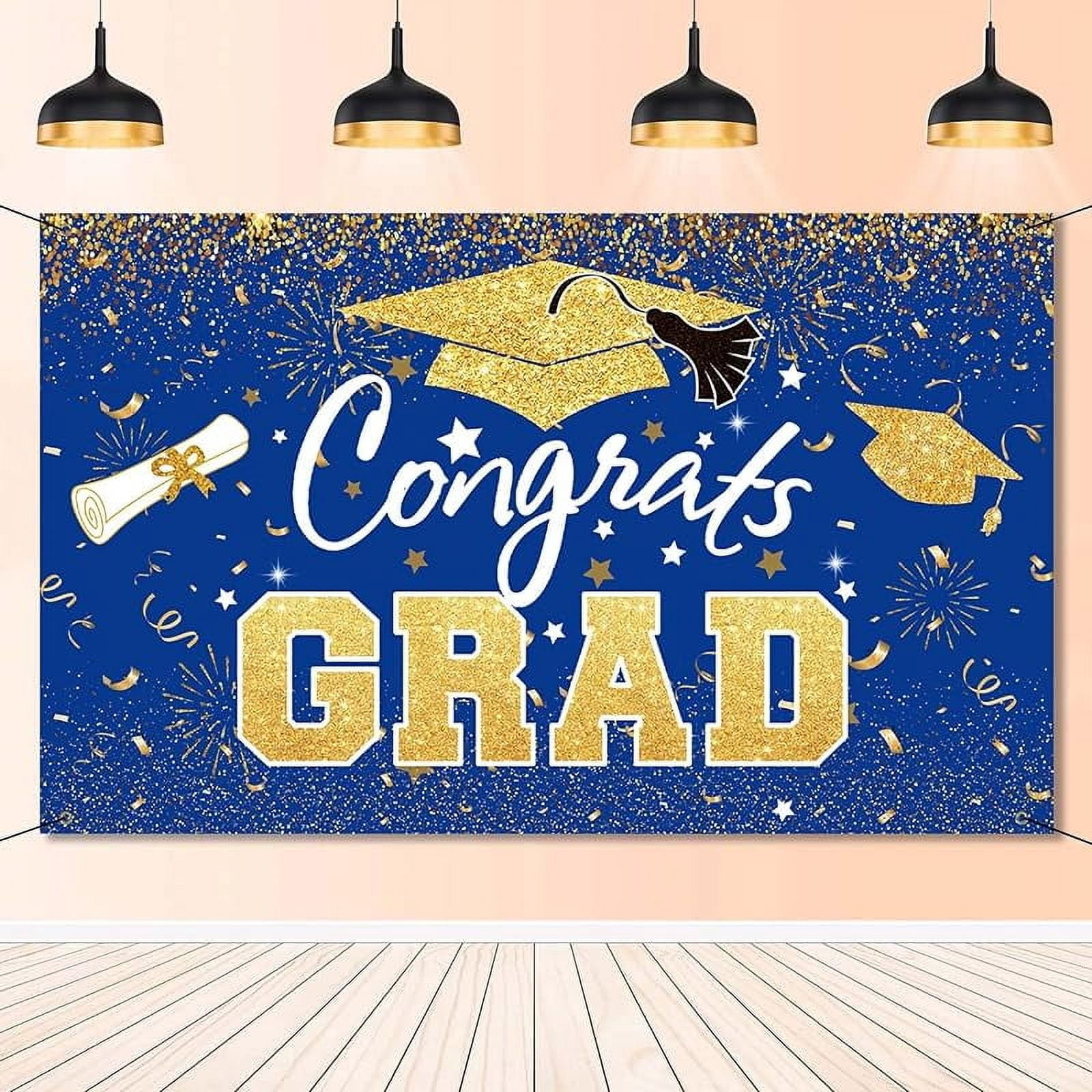 Graduation Party Decorations - Blue Gold Congrats Grad Class of 2025 ...