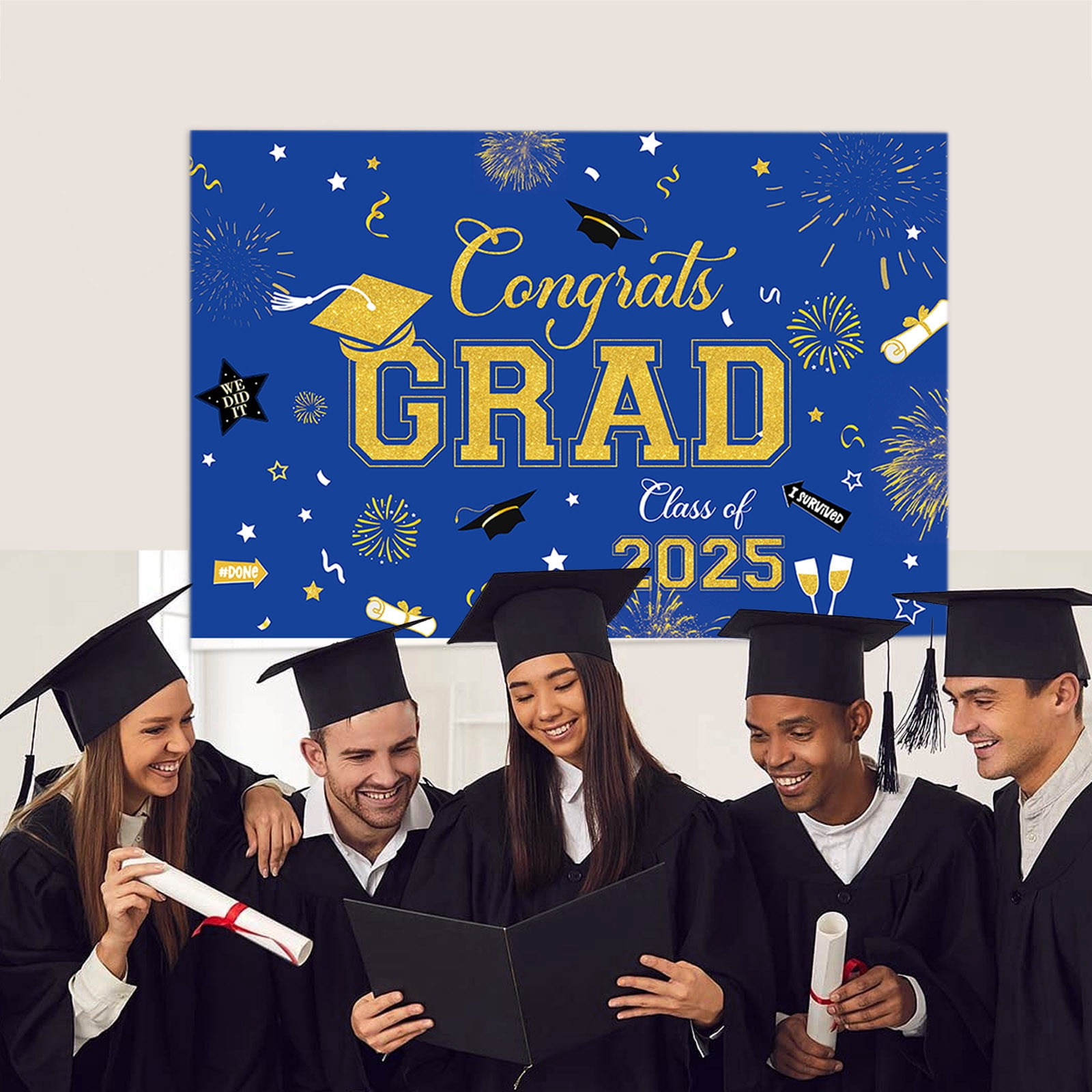 Graduation Party Decorations Blue Gold Congrats Grad Class of 2025 ...