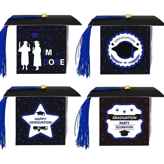 Graduation Party Favors, Graduation Candy Boxes DIY Grad Cap Box for Graduation Gift Graduation Party Decorations Supplies - 30 Count