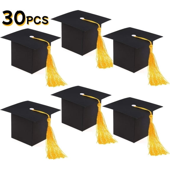 Graduation Party Favors, Graduation Candy Boxes DIY Grad Cap Box for Graduation Gift Graduation Party Decorations Supplies - 30 Count